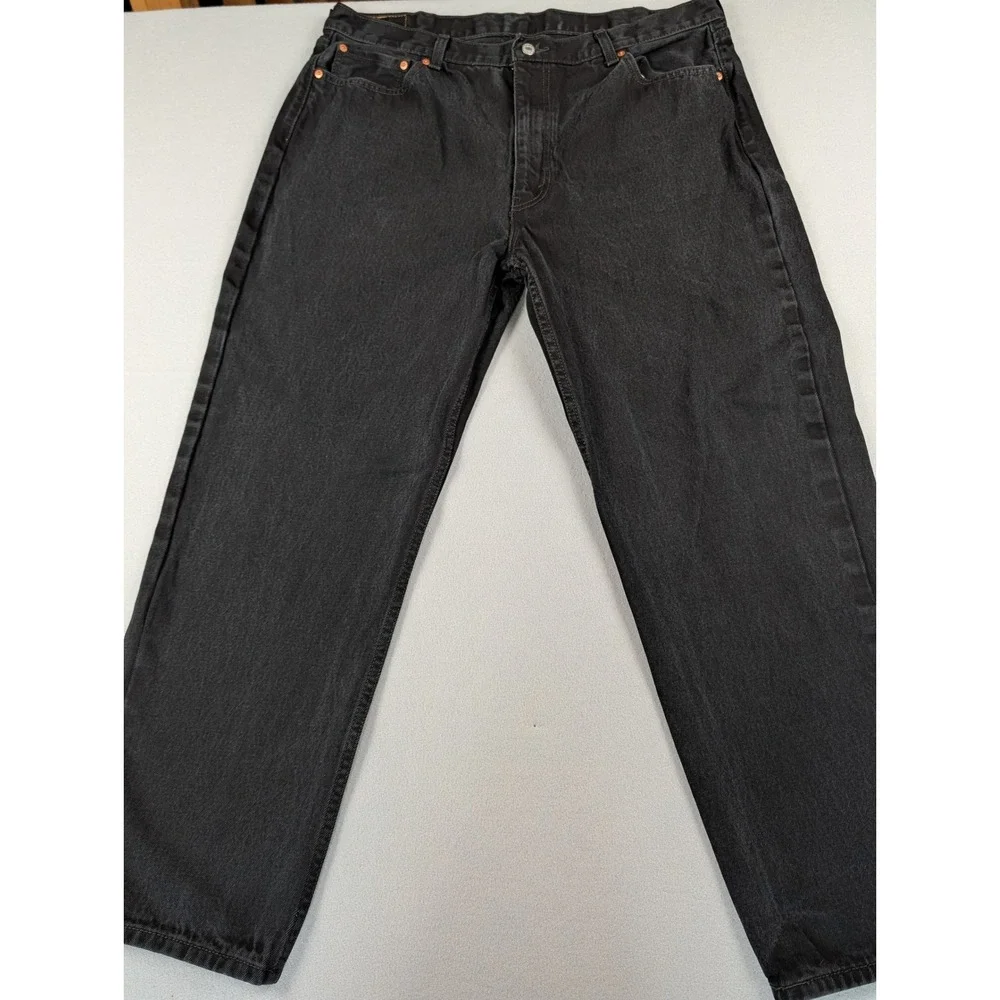 Levis 550 Relaxed Fit‎ Black Denim Jeans Mens 42x32 Faded Tapered Leg 00550-0260